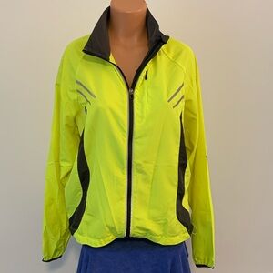 @ Sugoi Mens Large Bright Yellow Biking Jacket with Black Accents Full Zip NICE!